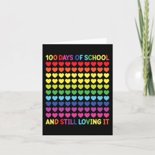Tarjeta 100 días de clases, profesores de corazón y niños