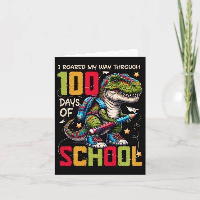 Tarjeta 100 días de clases Trex 100 días más inteligentes  (Anverso)