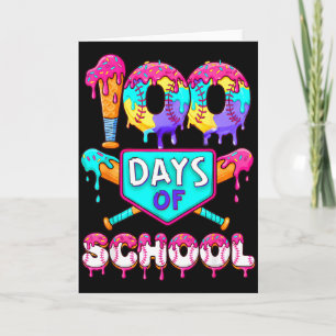 Tarjeta 100 Días De Colegio Béisbol Niños Chicos 