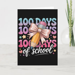 Tarjeta 100 Días De Colegio Chicas Coquette Lazo Niños Pro