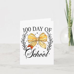 Tarjeta 100 Días De Colegio Coquette Bow Lápiz 100 Días O