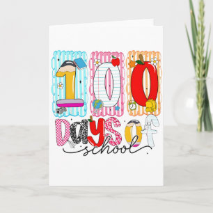 Tarjeta 100 Días de Colegio Diseño Divertido y Colorido