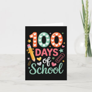 Tarjeta 100 Días De Colegio Divertido Círculo A Cuadros Re
