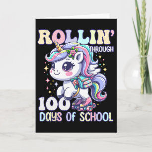 Tarjeta 100 Días De Colegio Niñas Profesora 100º Día Unico