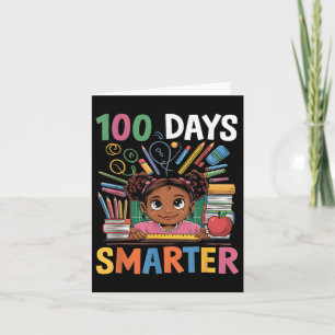 Tarjeta 100 días de colegios de niños afroChicas 100 días