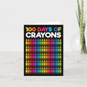 Tarjeta 100 Días De Crayones Para Niños Chicas 100 Días De
