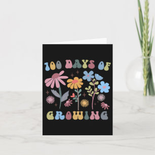 Tarjeta 100 Días De Crecimiento Retro Boho Flor 100 Días D