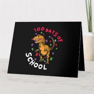 Tarjeta 100 días de dinosaurio de docente
