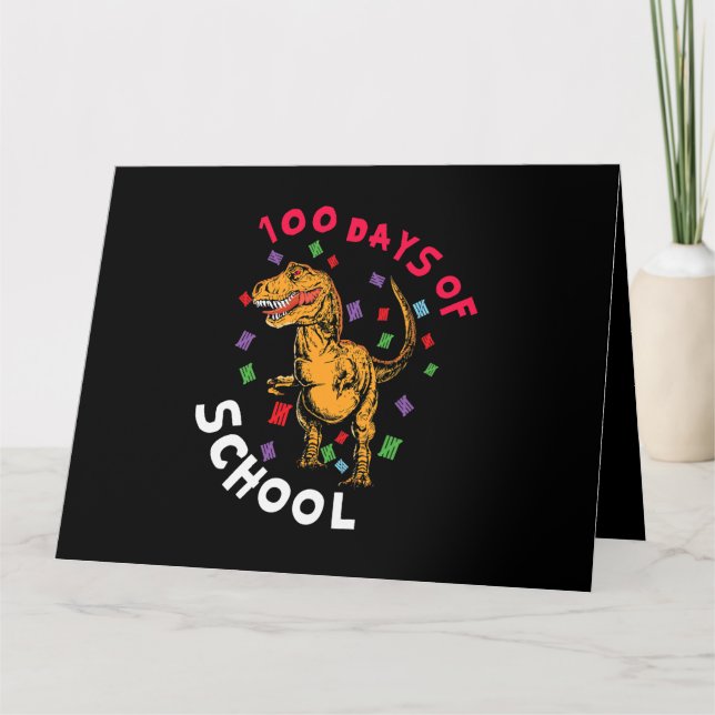Tarjeta 100 días de dinosaurio de docente (Anverso)