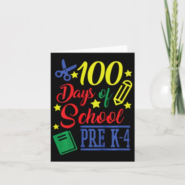 Tarjeta 100 Días De Educación Preescolar 4 (Anverso)