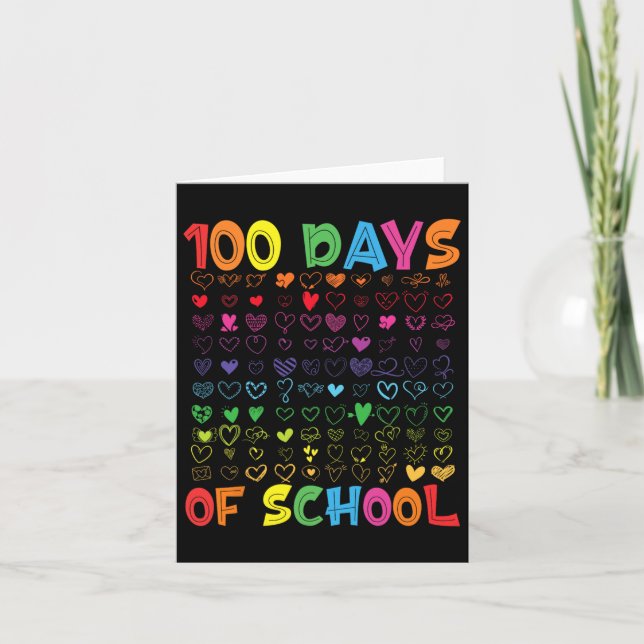 Tarjeta 100 Días De Enseñanza Escolar Niños Estudiantes Ch (Anverso)