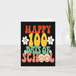 Tarjeta 100 Días De Enseñanza Escolar Niños Groovy Felices