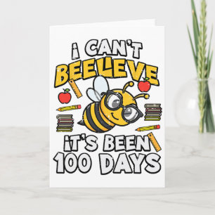 Tarjeta 100 Días De Escuela Abeja Divertida Día 100 Profes