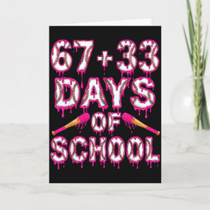 Tarjeta 100 Días De Escuela Béisbol Niños Seis Siete Goteo