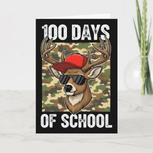 Tarjeta 100 Días De Escuela Cazando Ciervos Niños Estudian