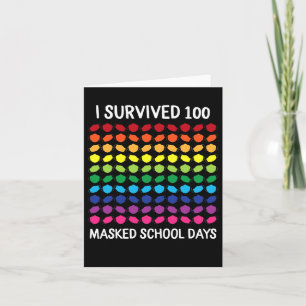 Tarjeta 100 días de escuela con máscaras sobrevivientes 10