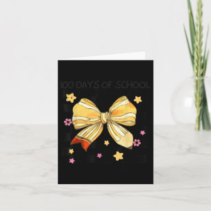 Tarjeta 100 Días De Escuela, Coquette Bow Kindergarten Tea