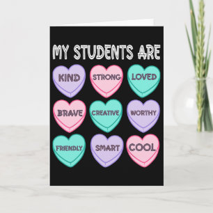 Tarjeta 100 Días De Escuela Corazones Retro Maestra Valent
