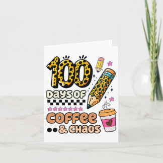 Tarjeta 100 días de escuela de café leopardo 100 días