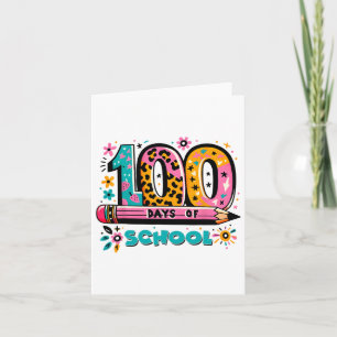 Tarjeta 100 Días De Escuela Divertidos Niños Profesores