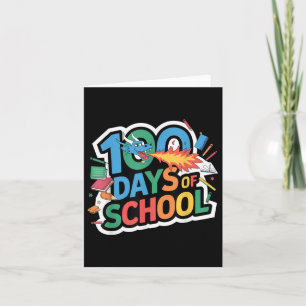 Tarjeta 100 Días De Escuela Dragón Temática Niños Profesor