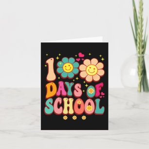 Tarjeta 100 días de escuela Groovy Retro 100 días de profe