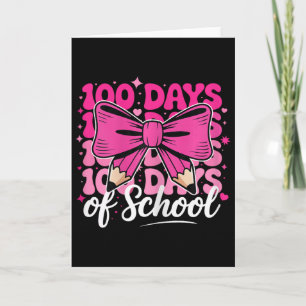 Tarjeta 100 Días De Escuela Niñas Maestra Coqueta Lazo Niñ