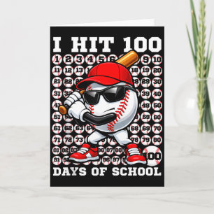 Tarjeta 100 Días De Escuela Retro Béisbol Deporte Para Cam