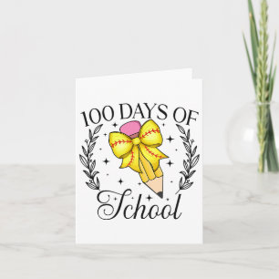 Tarjeta 100 Días De Escuela Softbyll Coquette Pencil Bow 1