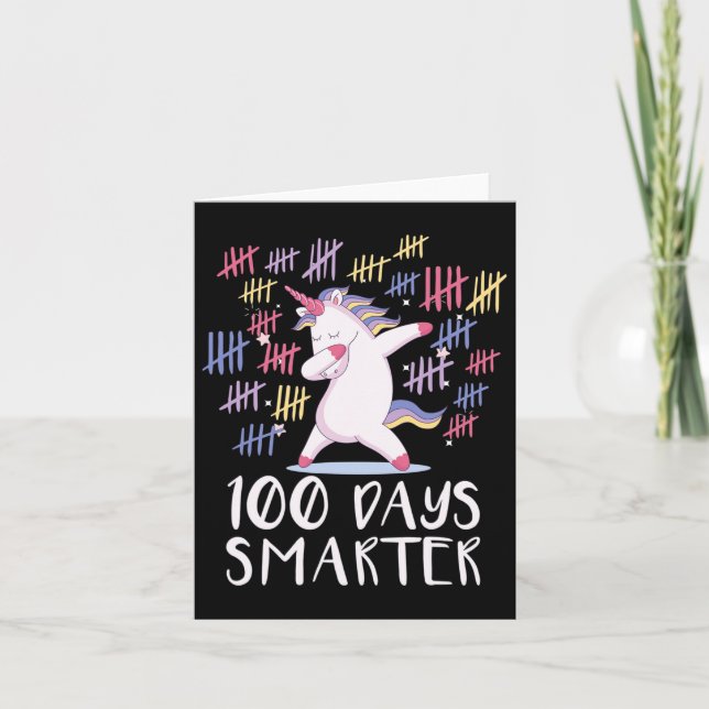 Tarjeta 100 Días De Escuela Unicornio (Anverso)