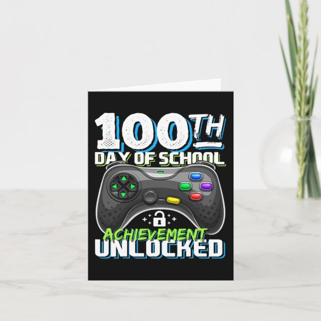 Tarjeta 100 días de éxito escolar desbloqueados videojuego (Anverso)