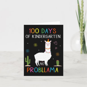 Tarjeta 100 Días De Jardín De Niños No Probllama Fun Llama