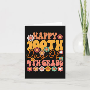 Tarjeta 100 Días De Maestra De 4º Grado Cute Groovy Gir