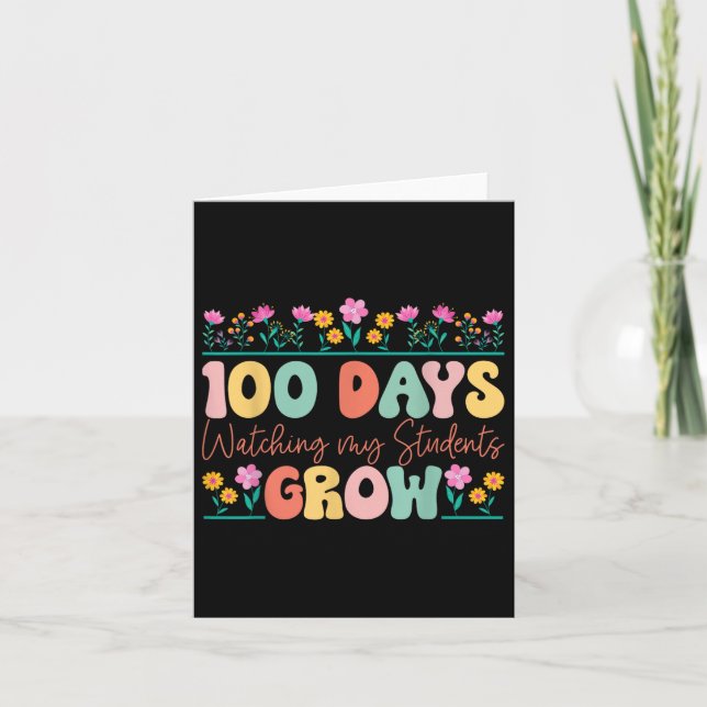 Tarjeta 100 días de maestría de flores (Anverso)