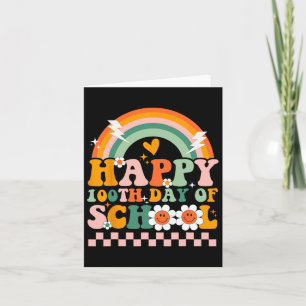 Tarjeta 100 Días De Maestros Retro Groovy 100