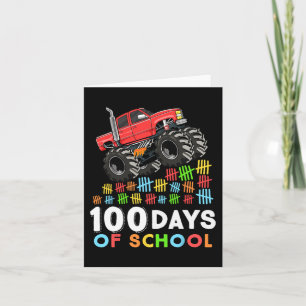 Tarjeta 100 Días De Monstruo Escolar Camión 100 Día De Sch