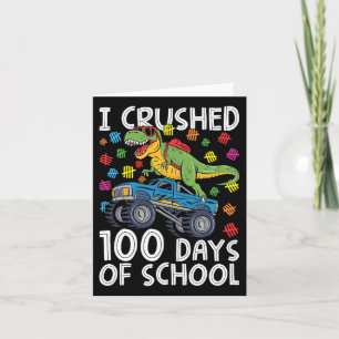 Tarjeta 100 Días De Monstruo Escolar Camión T-rex 100 Día