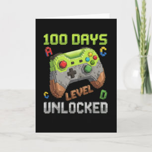 Tarjeta 100 días de nivel escolar desbloqueado al estilo d