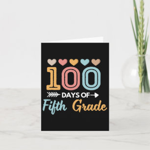 Tarjeta 100 Días De Quinto Grado De Niños Estudiantes.