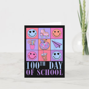 Tarjeta 100 Días De Retro Disco 100 Día Escolar