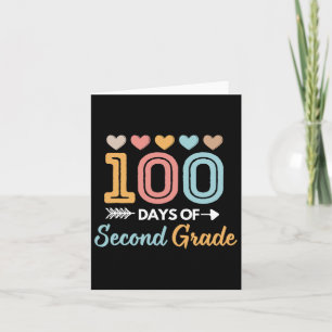 Tarjeta 100 Días De Segundo Grado De Niños Estudiantes.