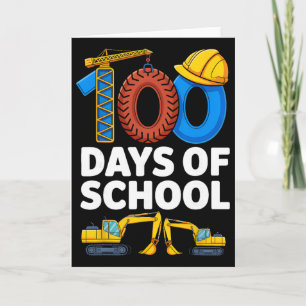 Tarjeta 100 Días De Vehículos De Construcción Escolar Niño