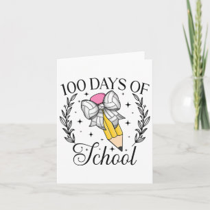 Tarjeta 100 Días De Voleibol Escolar Coquette Pencil Bow
