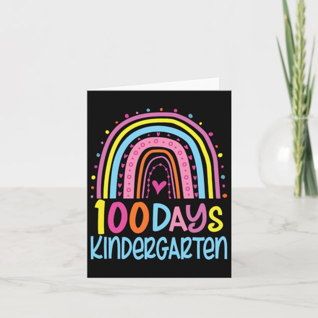 Tarjeta 100 Días del Arcoiris Infantil Feliz 100 Días (Anverso)