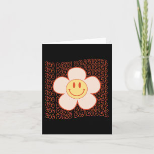 Tarjeta 100 días del colegio Retro Groovy Happy Face