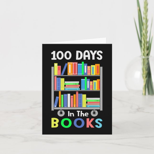 Tarjeta 100 días en los libros leyendo a un profesor bibli (Anverso)