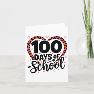 Tarjeta 100 Días Escolares Chicas De Leopard Heart