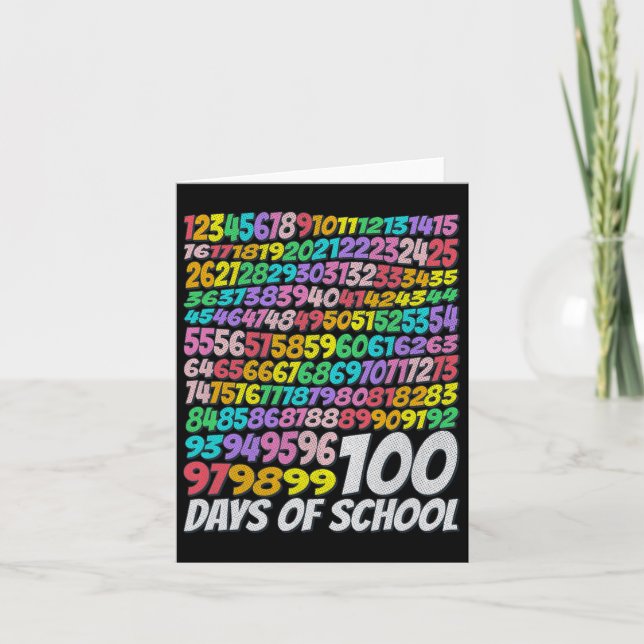 Tarjeta 100 Días Escolares Coloridos Profesores De Arcoiri (Anverso)