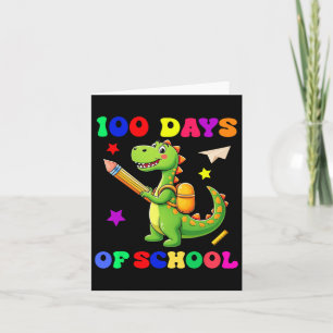 Tarjeta 100 Días Escolares Dinosaur Kindergarten Diversión