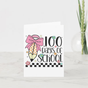 Tarjeta 100 Días Escolares Lápiz Escolar Bow Estudiante Do